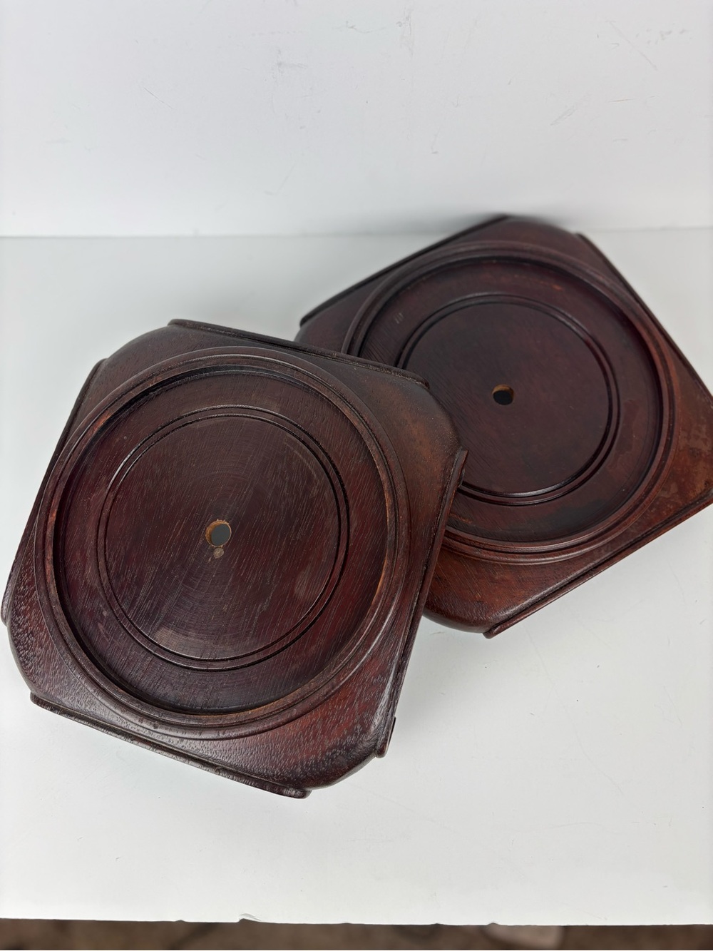 Chinese Wooden Base Plant/Display Stands-Dark wood-Pair(2)Vintage Asian